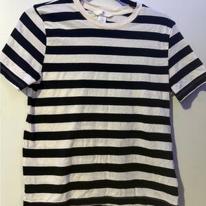 H&M Black and White Striped Short Sleeve Tee